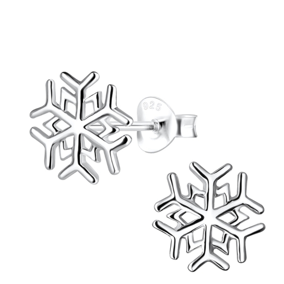 Silver Snowflake Stud Earrings - Picture 1 of 3